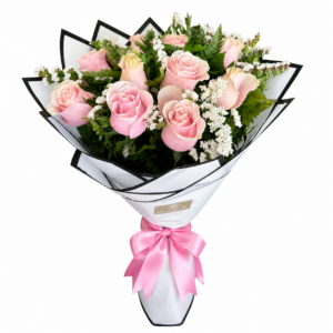 12 Rosas Rosadas tallo largo Importadas!